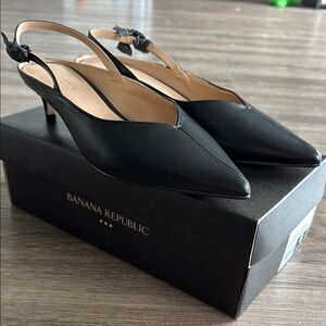Banana Republic Black Heeled Slingback Shoes